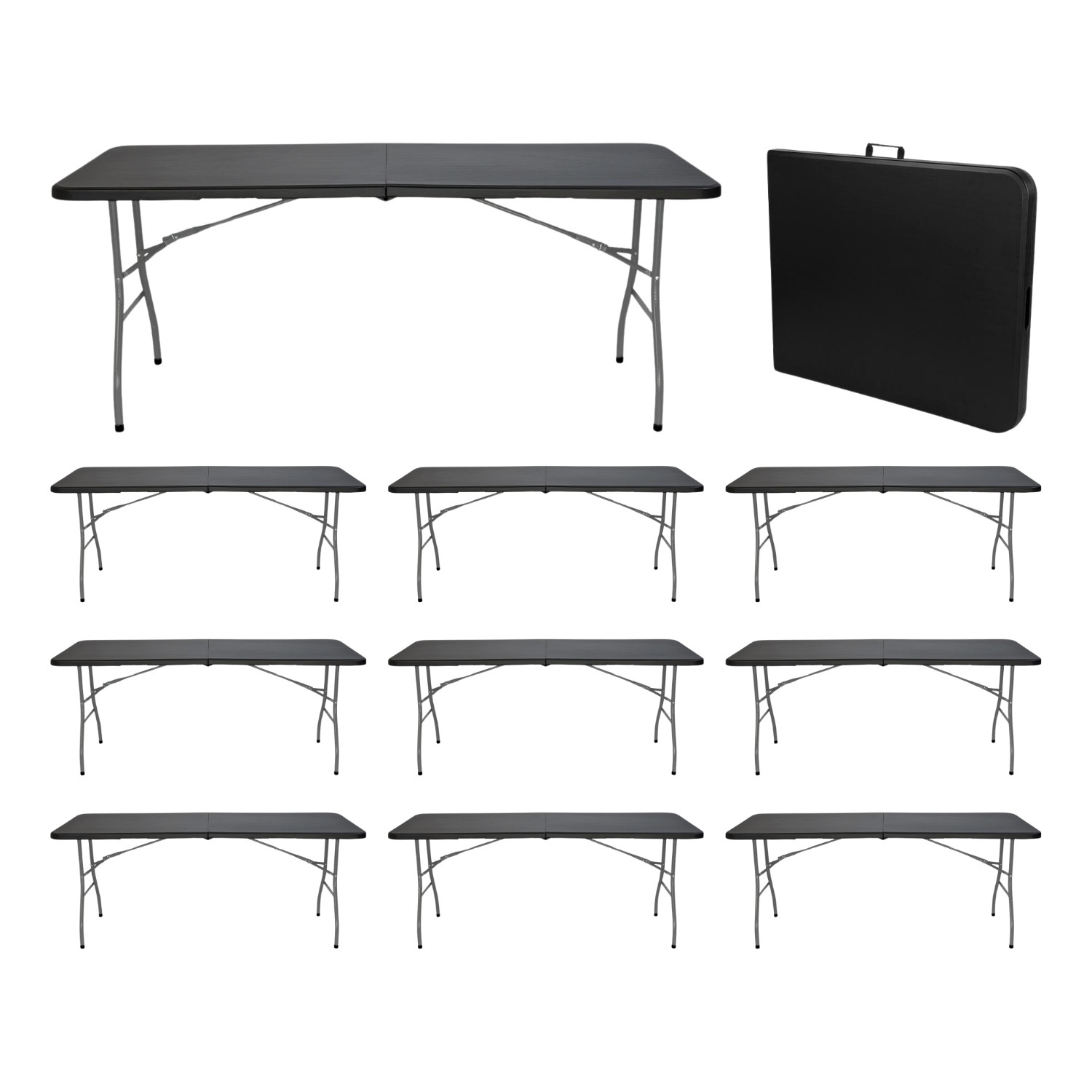 MegaPack 10 Mesas Plegables Portátiles Resina 180cm Thinia Home Mesas Plegables 1